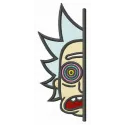 Hypnotic Rick half face embroidery design showcasing intricate details, perfect for personalizing apparel and accessories.