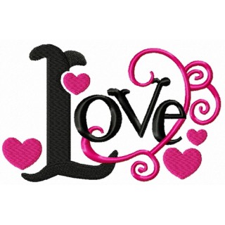 Love black and pink embroidery design - Embroidery Design