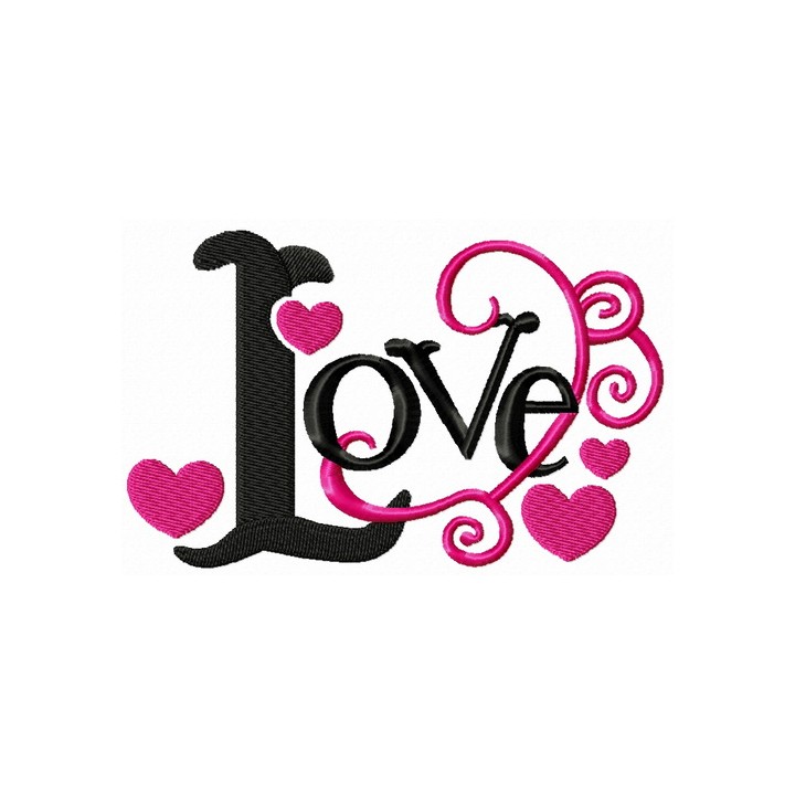 Love black and pink embroidery design - Embroidery Design
