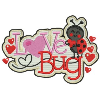 Love bug badge embroidery design - Embroidery Design