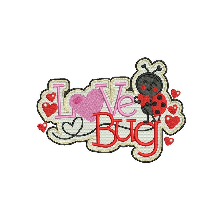 Love bug badge embroidery design - Embroidery Design