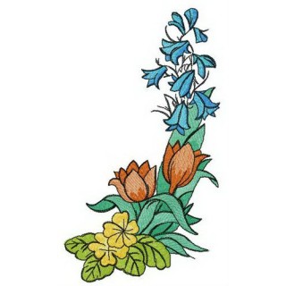 Bellflowers, tulips and daisies embroidery design - Embroidery Design