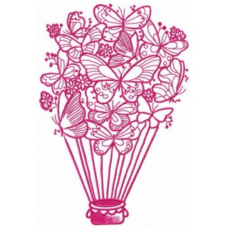 Butterfly hot air balloon embroidery design - Embroidery Design