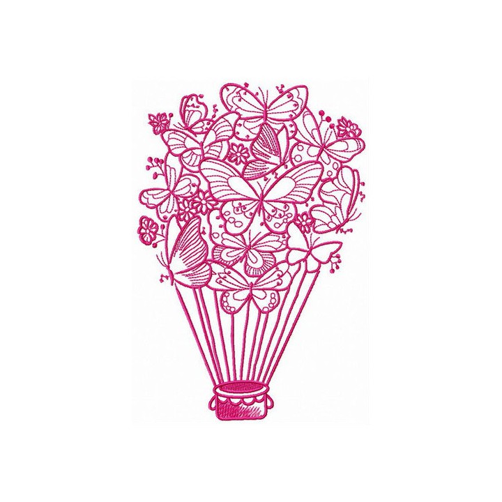 Butterfly hot air balloon embroidery design - Embroidery Design
