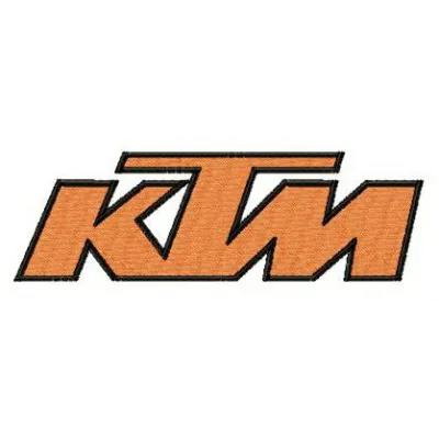 KTM alternative logo embroidery design showcasing intricate stitching patterns for automotive and motorcycle enthusiasts.