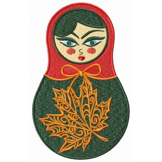 Autumn matryoshka doll embroidery design - Embroidery Design
