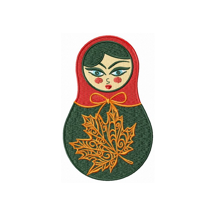 Autumn matryoshka doll embroidery design - Embroidery Design