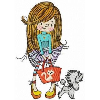 Shopping with poodle embroidery design - Embroidery Design