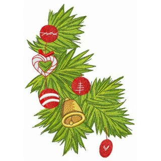 Decorated spruce branch embroidery design - Embroidery Design