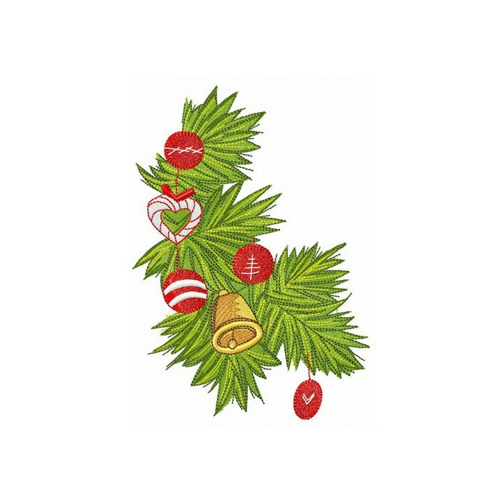 Decorated spruce branch embroidery design - Embroidery Design