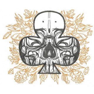 Clubs with skull embroidery design - Embroidery Design