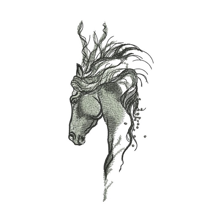 Pensive horse embroidery design - Embroidery Design