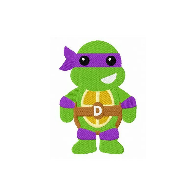 Chibi Donatello embroidery design featuring the beloved Teenage Mutant Ninja Turtle in vibrant colors.