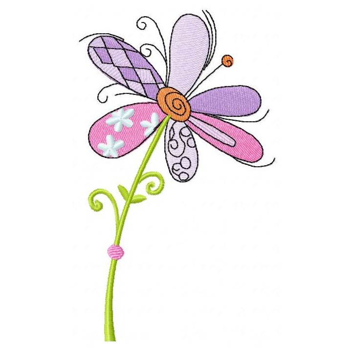 Rainbow flower embroidery design - Embroidery Design