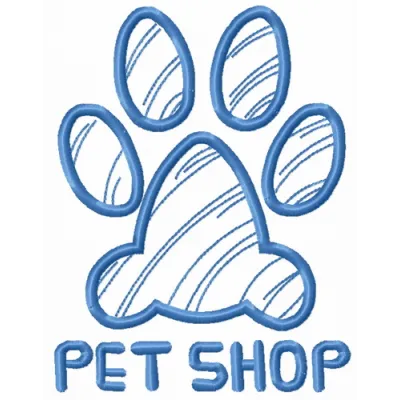 Preview of the Paw Print Pet Shop embroidery design featuring a playful paw print motif for creative stitching.
