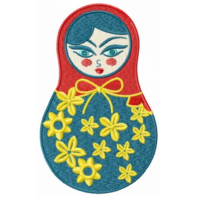 Spring matryoshka doll embroidery design featuring colorful floral patterns, perfect for stitching on clothing and home deco…