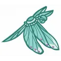 Green dragonfly embroidery design showcasing intricate stitching patterns for creative projects.