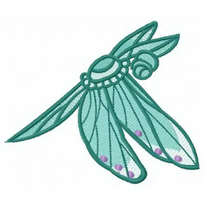 Green dragonfly embroidery design showcasing intricate stitching patterns for creative projects.