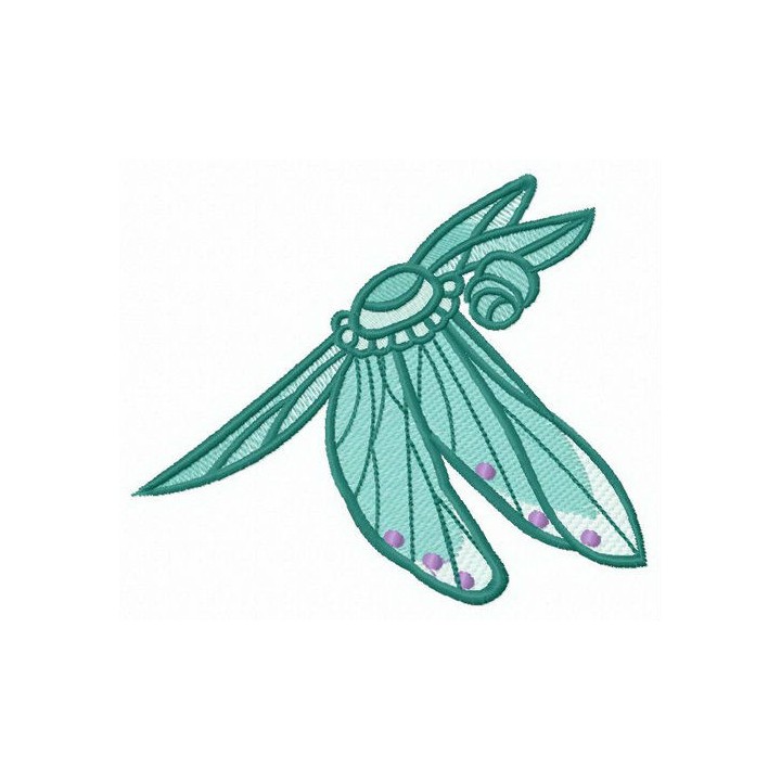 Green dragonfly embroidery design - Embroidery Design