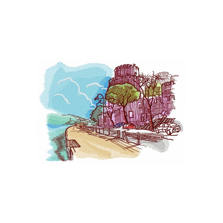 Castle near sea embroidery design - Embroidery Design