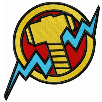 Thor's hammer embroidery design featuring intricate detailing, perfect for stitching on t-shirts or hoodies.