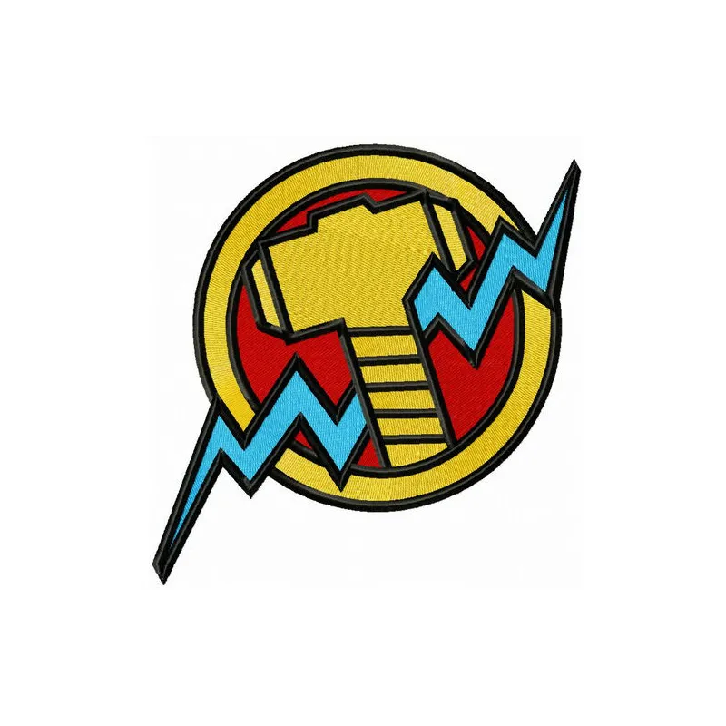 Thor's hammer embroidery design featuring intricate detailing, perfect for stitching on t-shirts or hoodies.