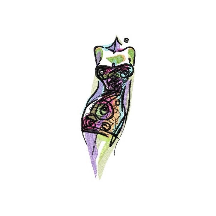 Cocktail dress embroidery design - Embroidery Design