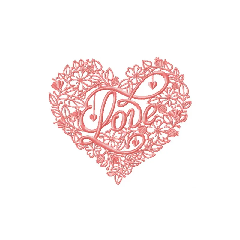 Heart of flowers embroidery design showcasing a vibrant floral pattern, ideal for Valentine's Day projects.