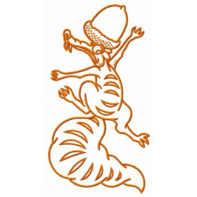 Scrat climbing embroidery design featuring the beloved character from Ice Age, ideal for creative stitching projects.