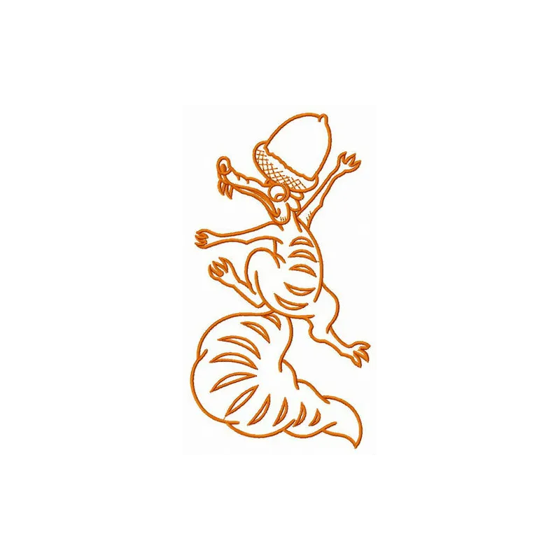 Scrat climbing embroidery design featuring the beloved character from Ice Age, ideal for creative stitching projects.
