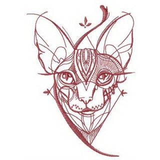 Sketch of Sphynx cat embroidery design - Embroidery Design