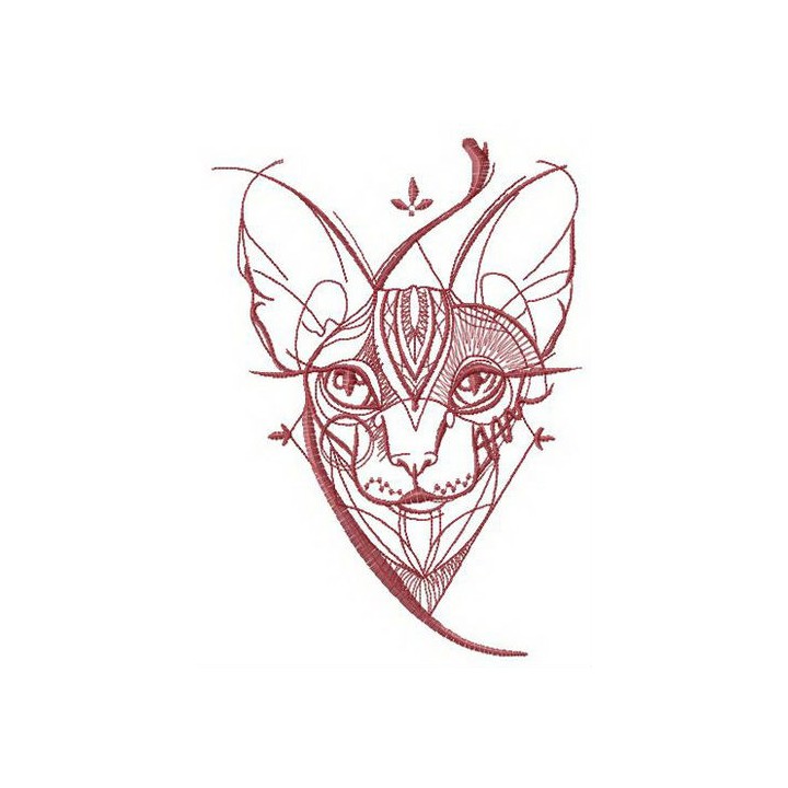 Sketch of Sphynx cat embroidery design - Embroidery Design