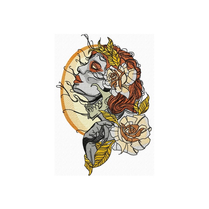 Witch and full moon embroidery design - Embroidery Design