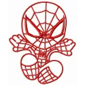 Chibi Spiderman attacks embroidery design showcasing a playful superhero motif for creative stitching.