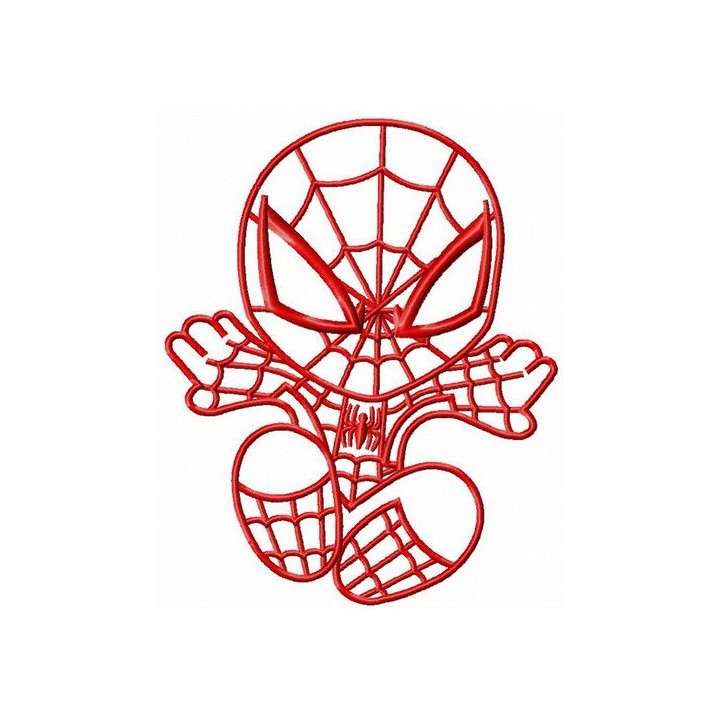Chibi Spiderman attacks embroidery design - Embroidery Design