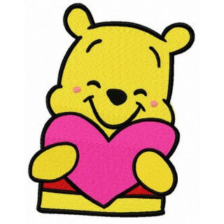 Pooh with Valentine card embroidery design - Embroidery Design