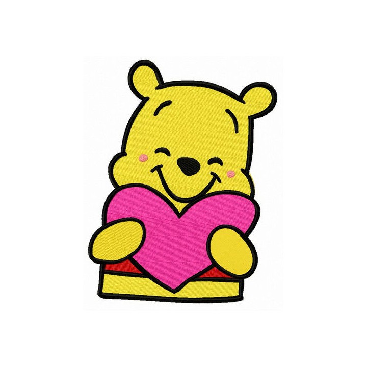 Pooh with Valentine card embroidery design - Embroidery Design