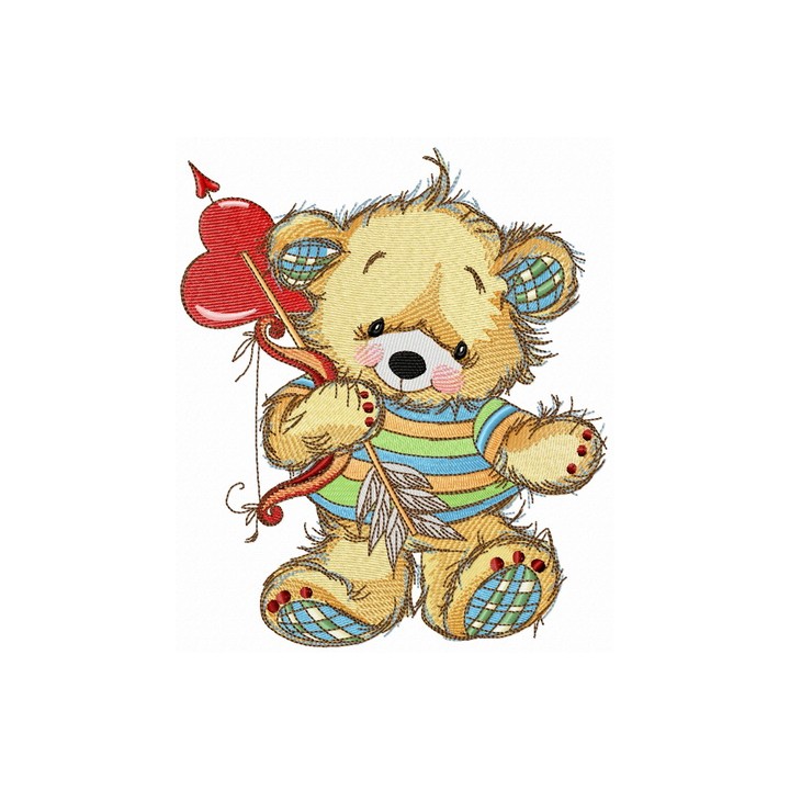 Teddy bear cupid embroidery design - Embroidery Design