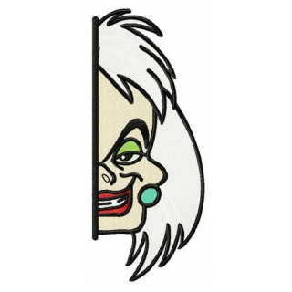 Cruella de Vil hiding embroidery design - Embroidery Design