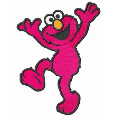 Happy Elmo embroidery design showcasing a cheerful character from Sesame Street, perfect for children's clothing and accesso…