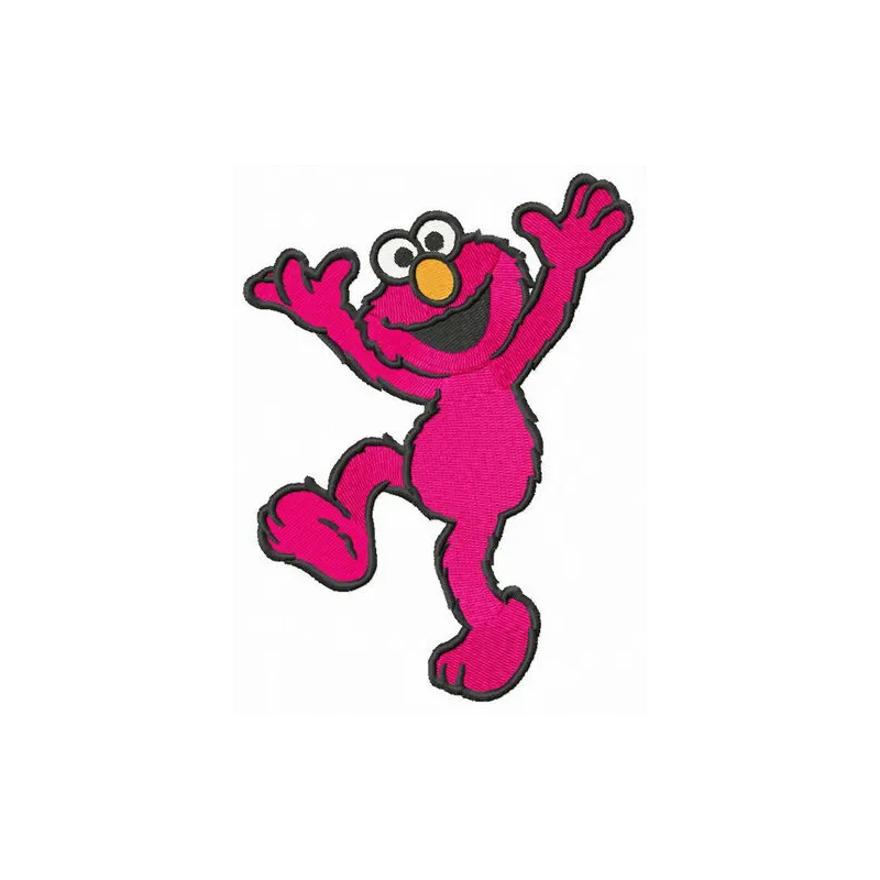 Happy Elmo embroidery design showcasing a cheerful character from Sesame Street, perfect for children's clothing and accesso…
