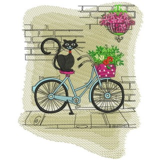 Cat's Italian journey embroidery design - Embroidery Design