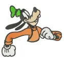 Funny Goofy embroidery design showcasing a whimsical character, ideal for adding charm to t-shirts and tote bags.