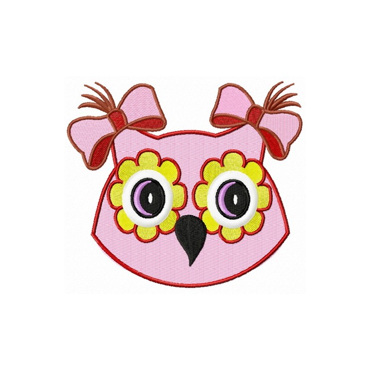Pink owl girl embroidery design - Embroidery Design