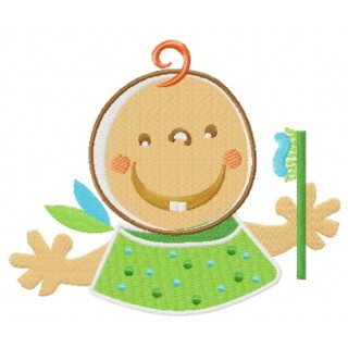 Brushing first teeth embroidery design - Embroidery Design