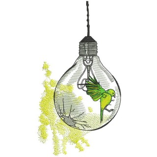 Humming bird in lamp embroidery design - Embroidery Design