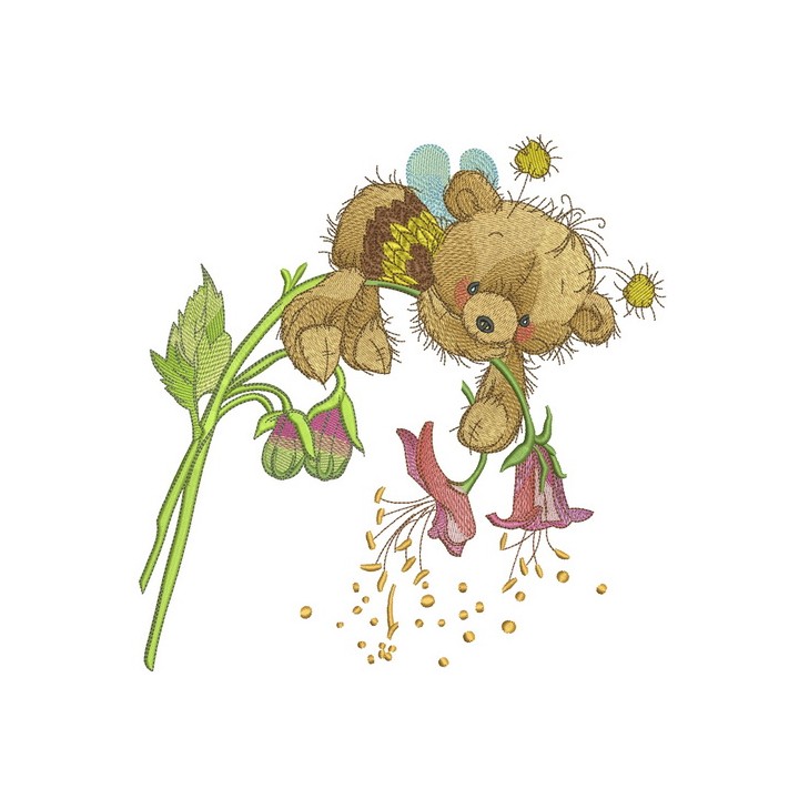 Teddy bear bee embroidery design - Embroidery Design