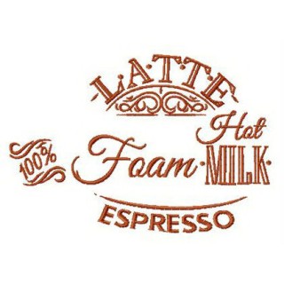 Written latte recipe embroidery design - Embroidery Design