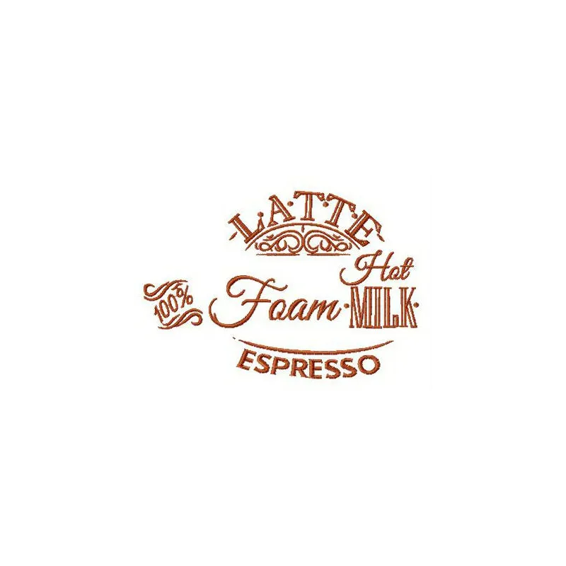 Preview of a written latte recipe embroidery design featuring detailed stitching patterns for coffee lovers.