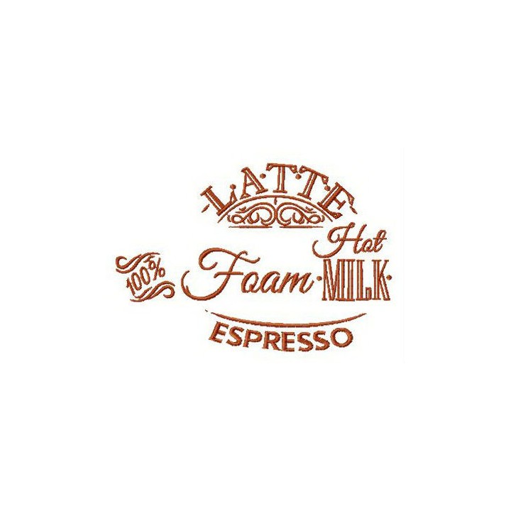 Written latte recipe embroidery design - Embroidery Design